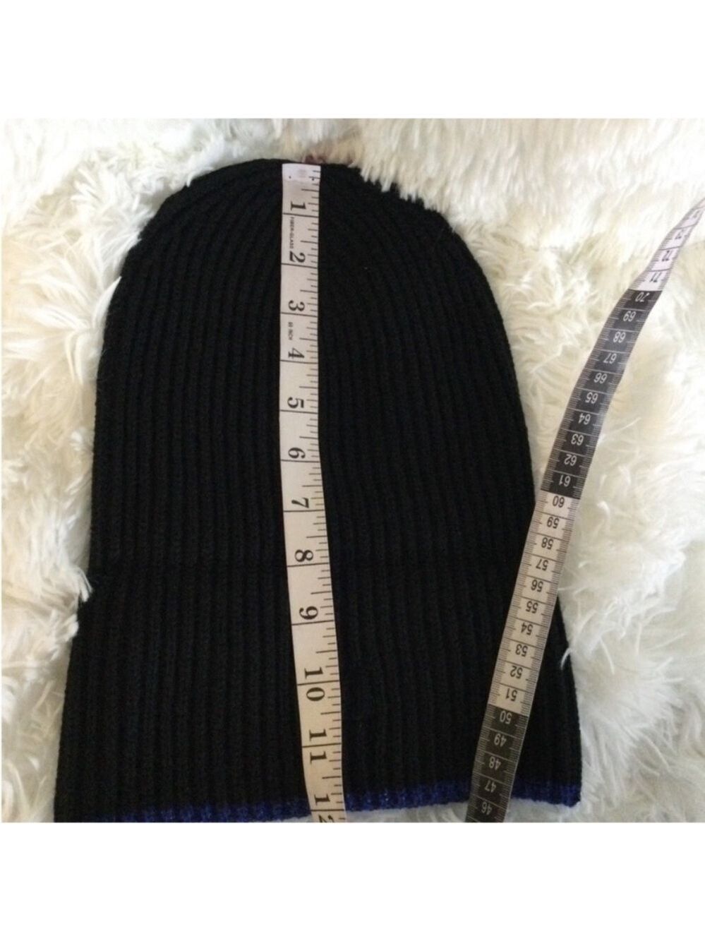 Circus by Sam Edelman Unisex contrast tipping beanie black w/blue metallic trim - Picture 8 of 10